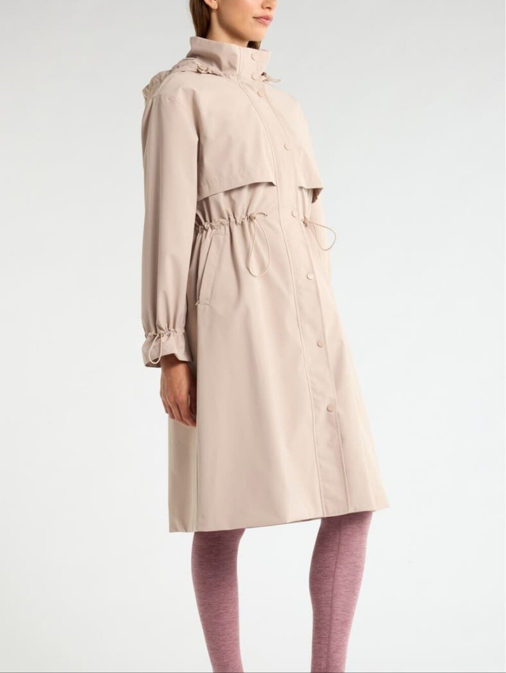 Zella 3-in-1 Trench Coat Grey Moonbeam Hooded Raincoat M